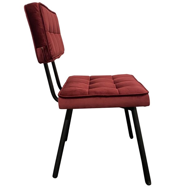 Stoel | Stof/Metaal | Donkerrood | Zwart Frame | Indoor | 510x530x870(h)mm