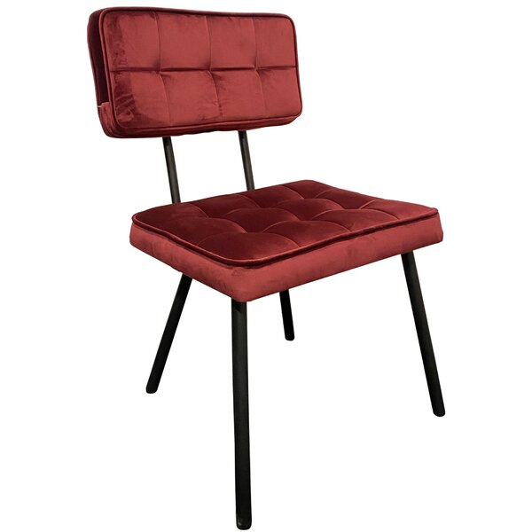 Stoel | Stof/Metaal | Donkerrood | Zwart Frame | Indoor | 510x530x870(h)mm
