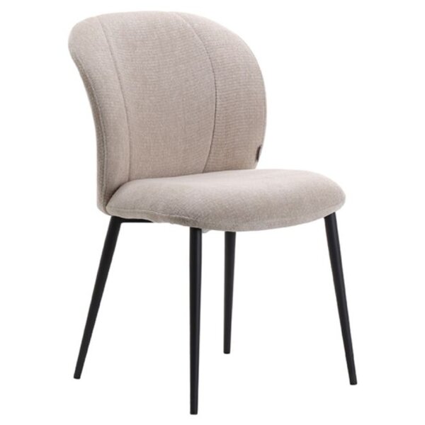 Stoel | Stof/Metaal | Naturel | Zwarte Poten | Indoor | 490x620x850(h)mm