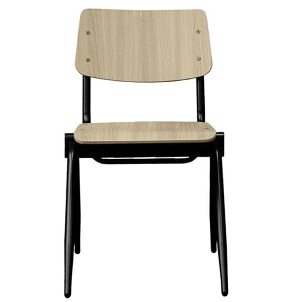 Stoel | Hout/Metaal | Naturel | Zwart Frame | Indoor | 490x550x810(h)mm