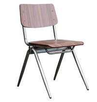 E.R.S. Stoel | Hout/Metaal | Donkerbruin Walnoot | Grijs Frame | Indoor | 490x550x810(h)mm
