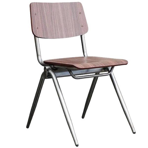 Stoel | Hout/Metaal | Donkerbruin Walnoot | Grijs Frame | Indoor | 490x550x810(h)mm