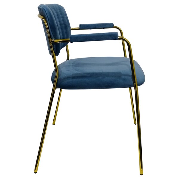 Stoel | Fluweel/Metaal | Petrol | Goudkleurig Frame | Indoor | 590x530x790(h)mm