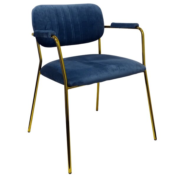 Stoel | Fluweel/Metaal | Petrol | Goudkleurig Frame | Indoor | 590x530x790(h)mm
