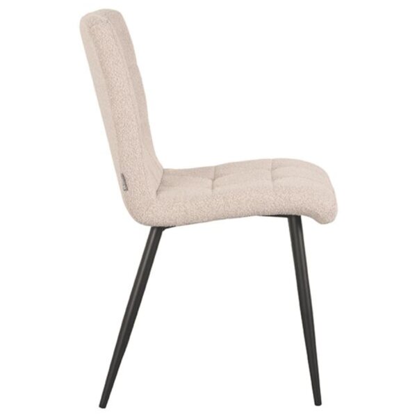 Stoel | Bouclé/Metaal | Naturel | Zwarte Poten | Indoor | 570x570x860(h)mm