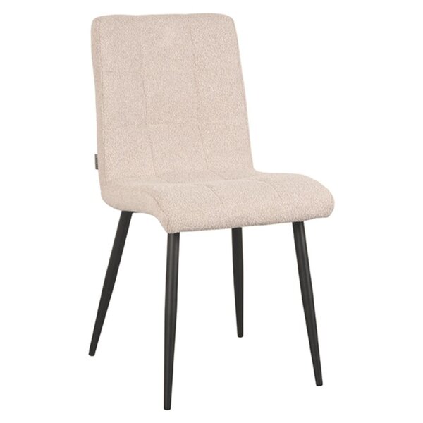 Stoel | Bouclé/Metaal | Naturel | Zwarte Poten | Indoor | 570x570x860(h)mm