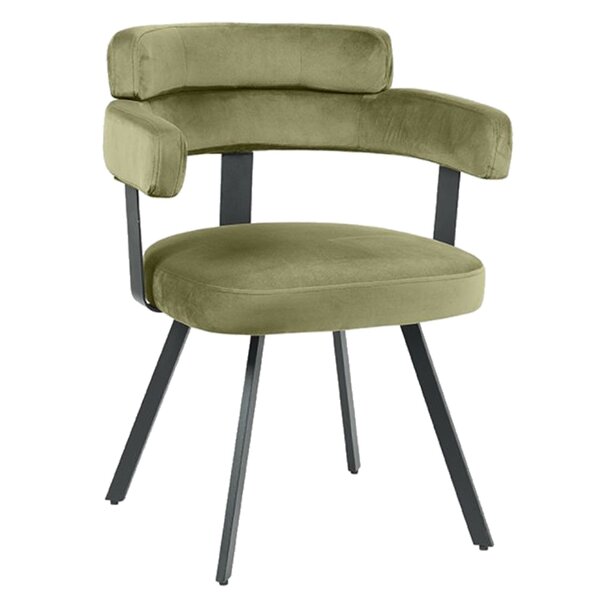 Stoel | Fluweel/Metaal | Hunter Groen | Zwart Frame | Indoor | 620x570x790(h)mm