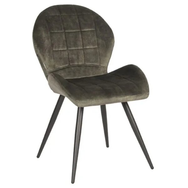 Stoel | Fluweel/Metaal | Hunter Groen | Zwarte Poten | Indoor | 510x640x870(h)mm