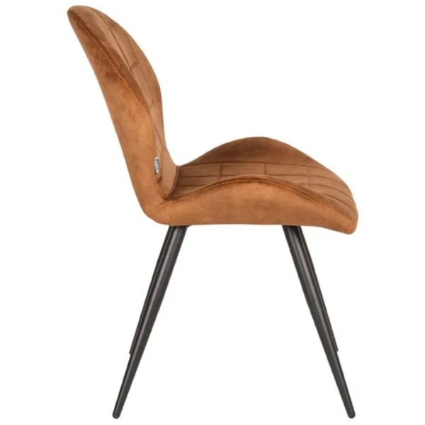 Stoel | Fluweel/Metaal | Oker | Zwarte Poten | Indoor | 510x640x870(h)mm
