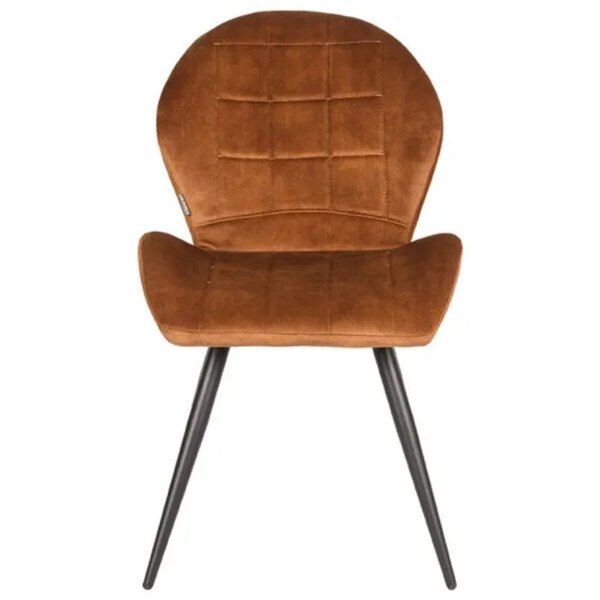 Stoel | Fluweel/Metaal | Oker | Zwarte Poten | Indoor | 510x640x870(h)mm