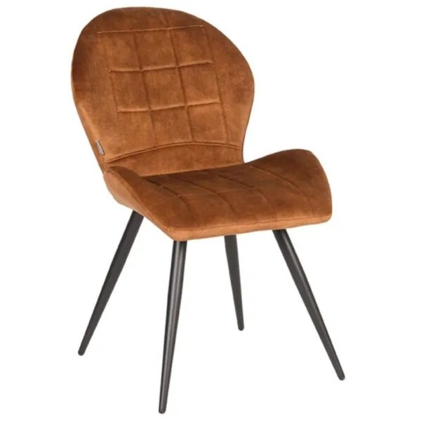 Stoel | Fluweel/Metaal | Oker | Zwarte Poten | Indoor | 510x640x870(h)mm