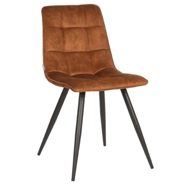 Stoel | Fluweel/Metaal | Oker | Zwarte Poten | Indoor | 450x560x840(h)mm