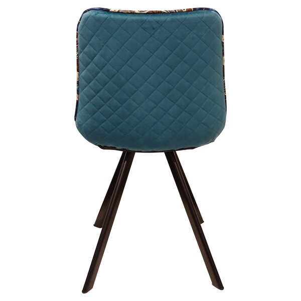 Stoel | Fluweel/Metaal | Blue Pattern | Zwarte Poten | Indoor | 520x580x850(h)mm
