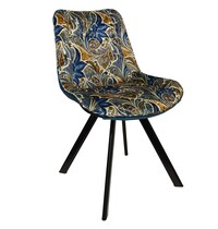 E.R.S. Stoel | Fluweel/Metaal | Blue Pattern | Zwarte Poten | Indoor | 520x580x850(h)mm