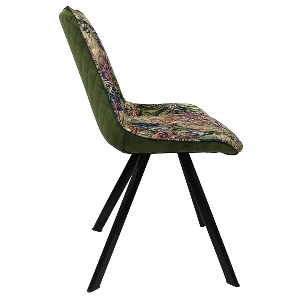 Stoel | Fluweel/Metaal | Jungle Green | Zwarte Poten | Indoor | 520x580x850(h)mm