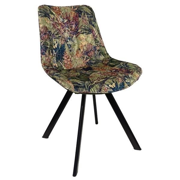 Stoel | Fluweel/Metaal | Jungle Green | Zwarte Poten | Indoor | 520x580x850(h)mm