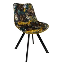 E.R.S. Stoel | Fluweel/Metaal | Flower Yellow | Zwarte Poten | Indoor | 520x580x850(h)mm