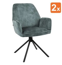 E.R.S. Draaistoelen | Fluweel/Metaal | Ocean | Zwarte Poten | Indoor | 2 Stuks | 600x640x880(h)mm