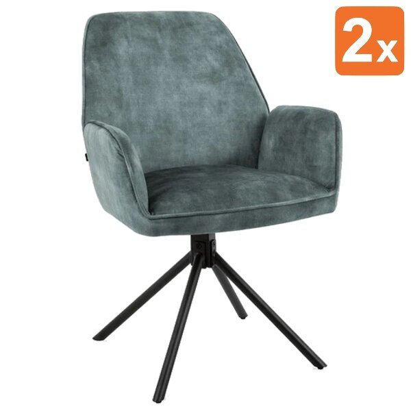 Draaistoelen | Fluweel/Metaal | Ocean | Zwarte Poten | Indoor | 2 Stuks | 600x640x880(h)mm