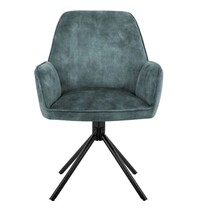 E.R.S. Draaistoelen | Fluweel/Metaal | Ocean | Zwarte Poten | Indoor | 2 Stuks | 600x640x880(h)mm 