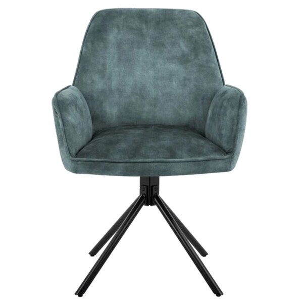 Draaistoelen | Fluweel/Metaal | Ocean | Zwarte Poten | Indoor | 2 Stuks | 600x640x880(h)mm