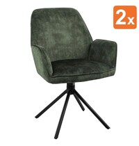 E.R.S. Draaistoelen | Fluweel/Metaal | Groen | Zwarte Poten | Indoor | 2 Stuks | 600x640x880(h)mm