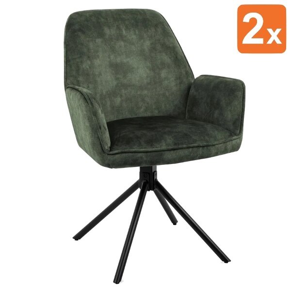 Draaistoelen | Fluweel/Metaal | Groen | Zwarte Poten | Indoor | 2 Stuks | 600x640x880(h)mm