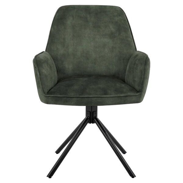 Draaistoelen | Fluweel/Metaal | Groen | Zwarte Poten | Indoor | 2 Stuks | 600x640x880(h)mm