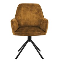 E.R.S. Draaistoelen | Fluweel/Metaal | Cognac | Zwarte Poten | Indoor | 2 Stuks | 600x640x880(h)mm 