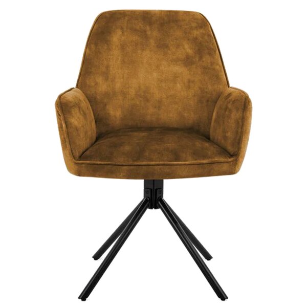 Draaistoelen | Fluweel/Metaal | Cognac | Zwarte Poten | Indoor | 2 Stuks | 600x640x880(h)mm