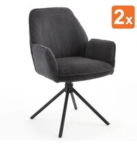 E.R.S. Draaistoelen | Stof/Metaal | Antraciet | Zwarte Poten | Indoor | 2 Stuks | 600x640x880(h)mm