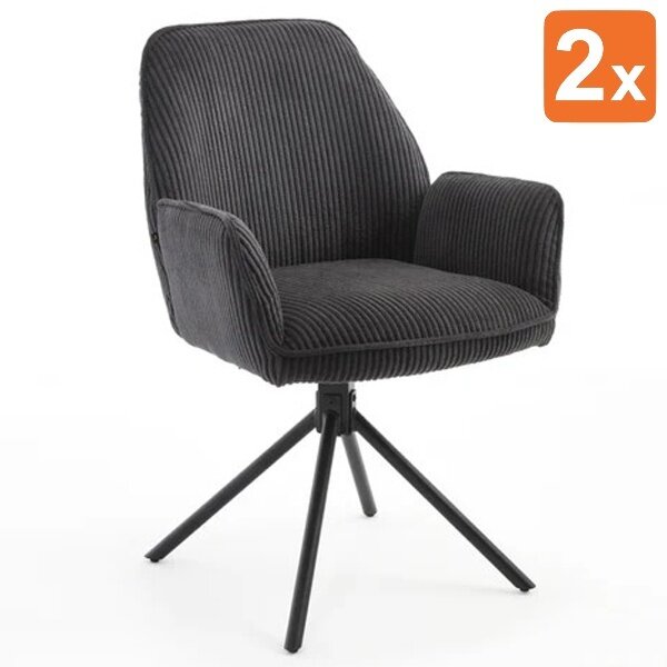 Draaistoelen | Stof/Metaal | Antraciet | Zwarte Poten | Indoor | 2 Stuks | 600x640x880(h)mm
