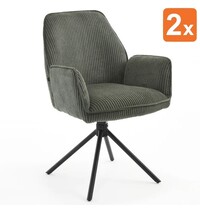 E.R.S. Draaistoelen | Stof/Metaal | Groen | Zwarte Poten | Indoor | 2 Stuks | 600x640x880(h)mm