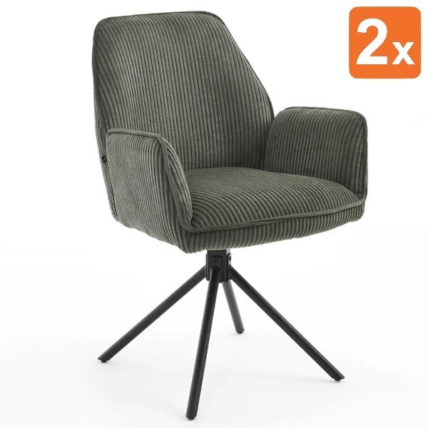 Draaistoelen | Stof/Metaal | Groen | Zwarte Poten | Indoor | 2 Stuks | 600x640x880(h)mm