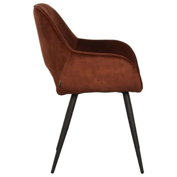 Stoel | Fluweel/Metaal | Koper | Zwarte Poten | Indoor | 600x590x850(h)mm