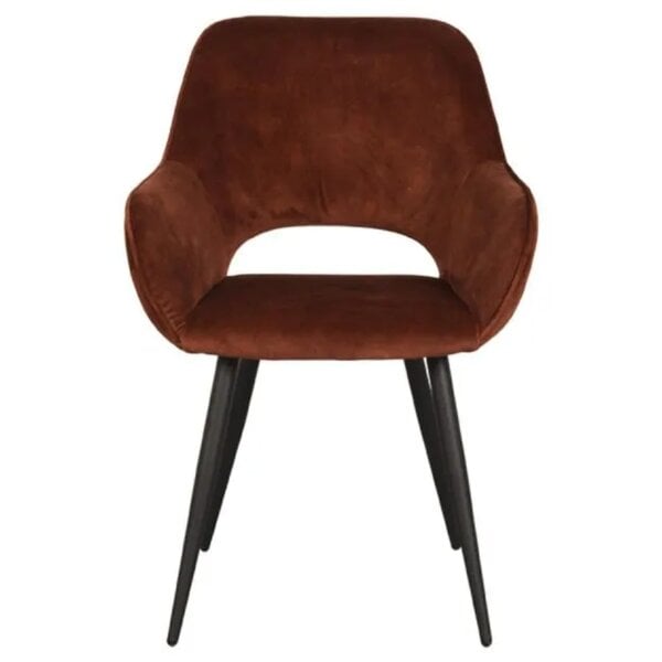 Stoel | Fluweel/Metaal | Koper | Zwarte Poten | Indoor | 600x590x850(h)mm