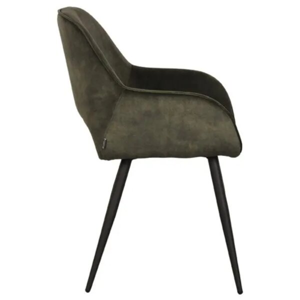 Stoel | Fluweel/Metaal | Groen | Zwarte Poten | Indoor | 600x590x850(h)mm