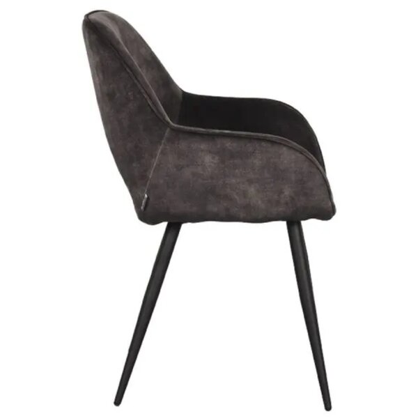 Stoel | Fluweel/Metaal | Antraciet | Zwarte Poten | Indoor | 600x590x850(h)mm
