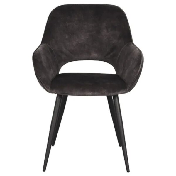 Stoel | Fluweel/Metaal | Antraciet | Zwarte Poten | Indoor | 600x590x850(h)mm