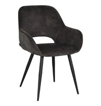 E.R.S. Stoel | Fluweel/Metaal | Antraciet | Zwarte Poten | Indoor | 600x590x850(h)mm