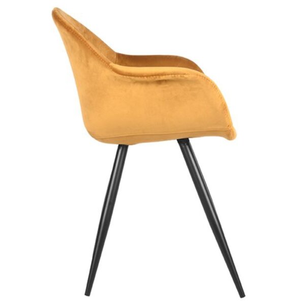 Stoel | Fluweel/Metaal | Oker | Zwarte Poten | Indoor | 600x580x830(h)mm