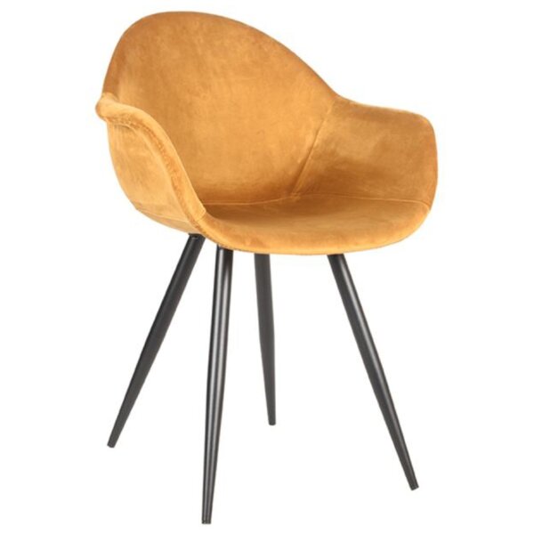 Stoel | Fluweel/Metaal | Oker | Zwarte Poten | Indoor | 600x580x830(h)mm