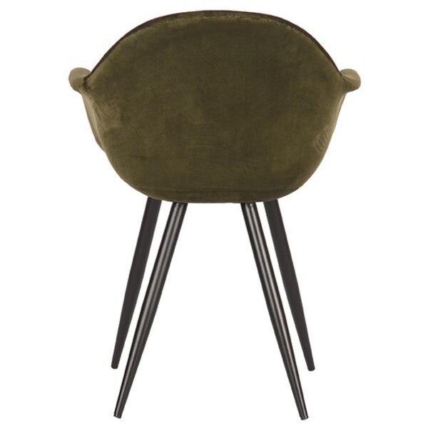 Stoel | Fluweel/Metaal | Army Groen | Zwarte Poten | Indoor | 600x580x830(h)mm