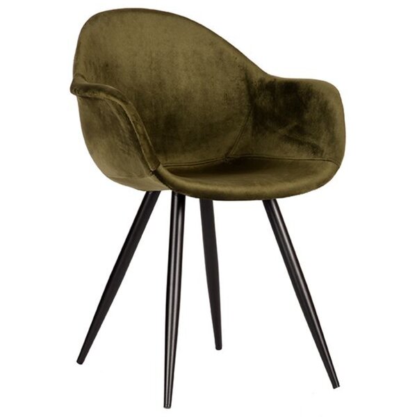 Stoel | Fluweel/Metaal | Army Groen | Zwarte Poten | Indoor | 600x580x830(h)mm