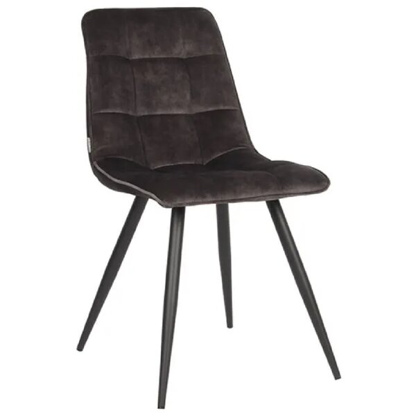 Stoel | Fluweel/Metaal | Antraciet | Zwarte Poten | Indoor | 450x560x840(h)mm