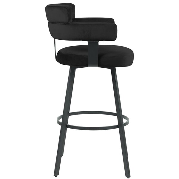 Barkruk | Fluweel/Metaal | Zwart | Indoor | 560x520x1010(h)mm