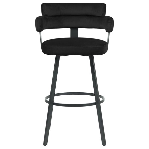Barkruk | Fluweel/Metaal | Zwart | Indoor | 560x520x1010(h)mm