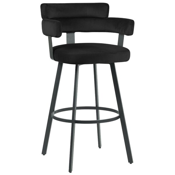 Barkruk | Fluweel/Metaal | Zwart | Indoor | 560x520x1010(h)mm