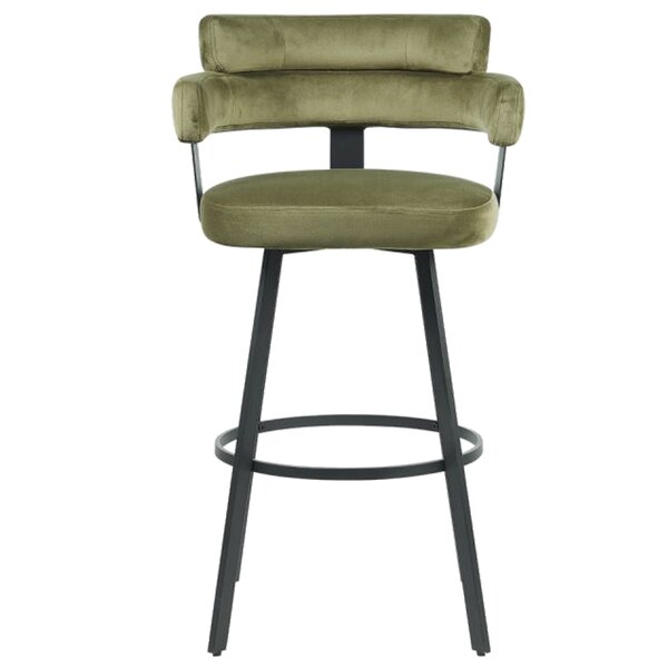 Barkruk | Fluweel/Metaal | Groen | Zwart Frame | Indoor | 560x520x1010(h)mm
