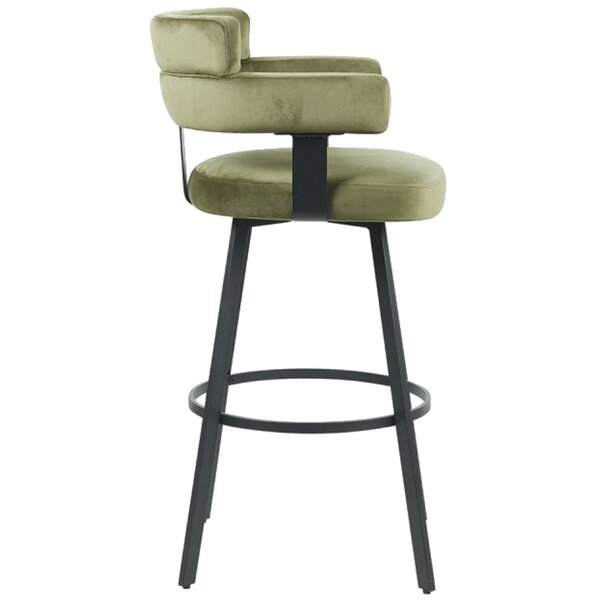Barkruk | Fluweel/Metaal | Groen | Zwart Frame | Indoor | 560x520x1010(h)mm
